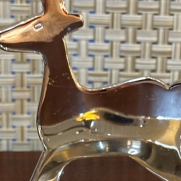 🎄Crate & Barrel Silver Tone Reindeer Votive Tea Light Candle Holder Ball Feet - Picture 8 of 8